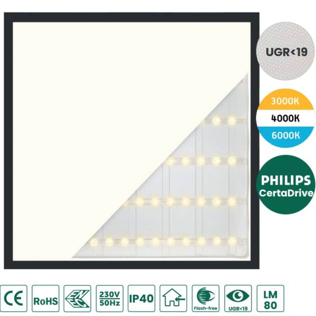 Back-lit 60x60 Zwart CCT - Wantix LED